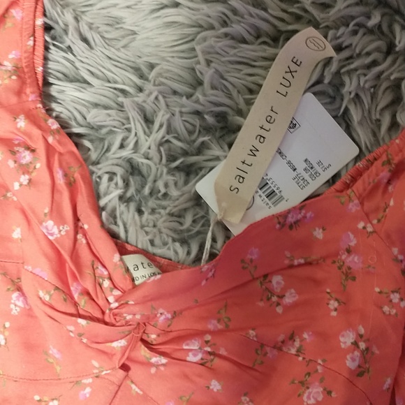 saltwater LUXE Coral Floral Puff Sleeve Dress - Picture 2 of 6